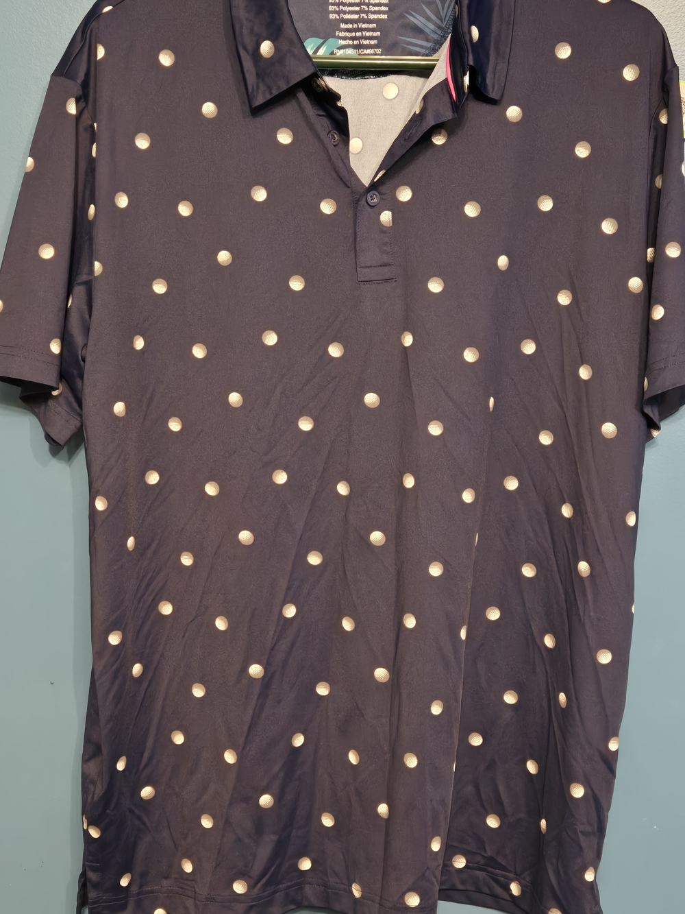 Birdie Bound Navy Polo with Cream Polka Dots Golf Ball Print